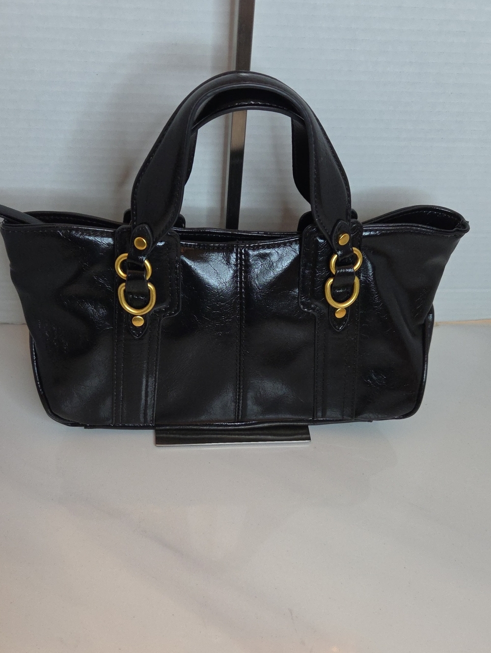 Zara Black Patent Satchel Bag